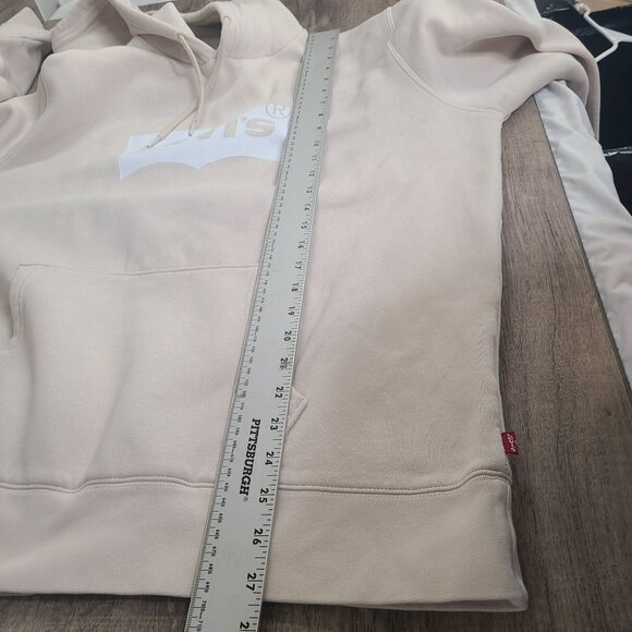 Levis Mens XL Standard Fit Hoodie Long Sleeve Hooded Sweatshirt Beige Ivory Whit - Picture 6 of 10